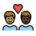 couple with heart, man, man, medium skin tone, dark skin tone